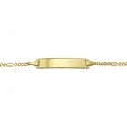 Naamplaat armband goud, figaro schakel 14 tot 16 cm