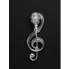 Zilveren hanger muzieksleutel met microfoon
