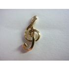 Gouden reverspeld muzieksleutel 2,5 cm