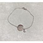 Zilveren armband met rond plaatje om te graveren met ster.