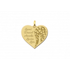 Gouden hart hanger met levensboom en gratis gravures