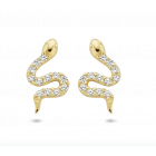 Gouden oorknopjes met slang zirkonia