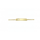 Naamarmband goud, model figaro met hartje 16 tot 18 cm.