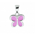 Zilveren bedeltje, roze vlinder