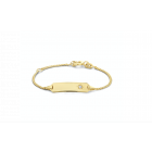 Baby naam armbandje goud met zirkonia steentje 9 tot 11 cm