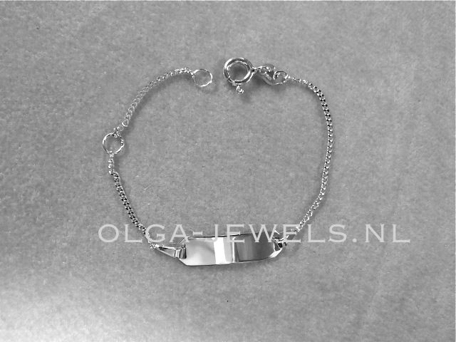 Pickering Woordenlijst Regenjas Massief 14 karaat witgouden peuter naam armbandje, plaat armbandje.