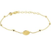 Zilveren scapulier armband met bolletjes. Goldplated.