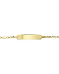 Naamplaat armband goud, figaro schakel 14 tot 16 cm