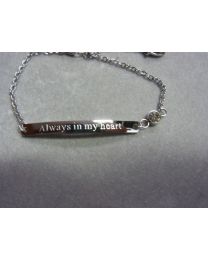 Stalen plaat armband met de voor gedrukte tekst Always in my heart