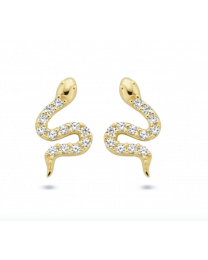 Gouden oorknopjes met slang zirkonia