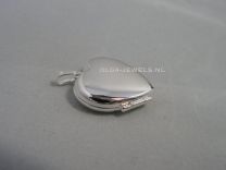 Medaillon zilveren hartje glad plat. DELUXE 17 mm