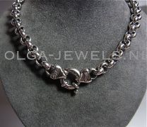 Jasseron collier geoxideerd zilver 10,5 mm 45 cm