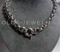Jasseron collier geoxideerd zilver 10,5 mm 50 cm