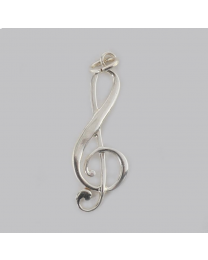 Zilveren hanger van muzieksleutel. G-sleutel, vioolsleutel
