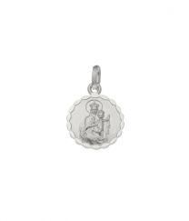 Scapulier medaille zilver, 10 mm met bewerkte rand.