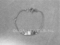 Witgoud naam armband. Plaatarmbandje. 11 tot 13 cm.