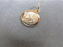 Gouden Medaille Christoffel rond bewerkte rand 16 mm