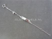 Plaat armbandje zilver 11 tot 12,5 cm met hartje