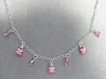 Bedel collier met roze beertjes en kraaltjes