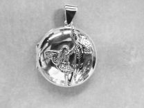Rond echt zilveren medaillon met afbeelding Elfje 