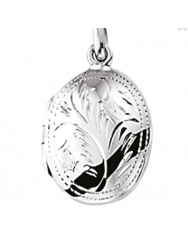 Zilveren medaillon, ovaal bewerkt 18x25