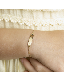 Gouden kinder naamplaat armbandje hartje 13 tot 15 cm