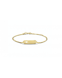 Gouden peuter naamplaat armbandje hartje apart schakeltje 11 tot 13 cm