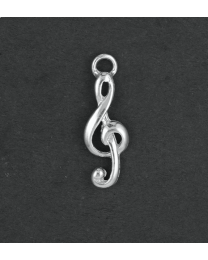 Zilveren muzieksleutel hangertje 17 mm