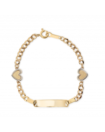 Gouden baby graveer armband 12 cm 2 hartjes