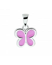 Zilveren bedeltje, roze vlinder