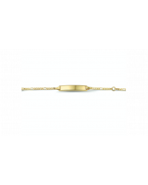 Gouden graveerplaat armbandje figaro 16 tot 18 cm