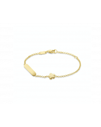 gouden kinder graveer armbandje met bloem 11 tot 13 cm