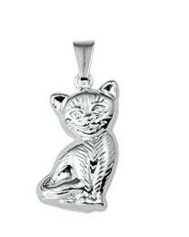 Zilveren kinder bedel poes kat