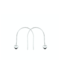 Zilveren doortrek oorbellen model hartje