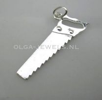 Zaag zilveren bedel hanger